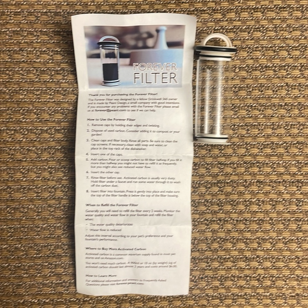 Drinkwell Ceramic & 360 Stainless Steel Reusable Carbon Pellet Filter Glass